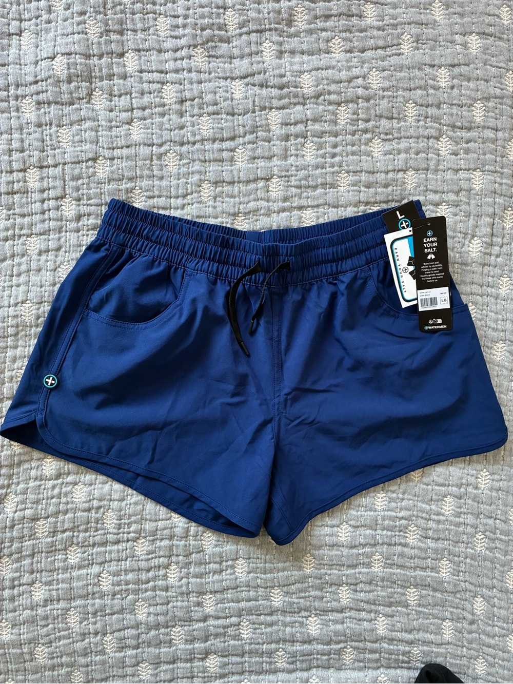 Watermen Women's Athletic Swim Shorts in Deep Blue with Drawstring Waist